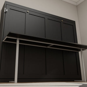 English Elm Queen Murphy Wall Bed Foldaway Cabinet System for Home Office or Guest Room Black W5290S00036