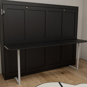 English Elm Queen Murphy Wall Bed Foldaway Cabinet System for Home Office or Guest Room Black W5290S00036