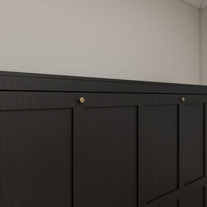 English Elm Queen Murphy Wall Bed Foldaway Cabinet System for Home Office or Guest Room Black W5290S00036