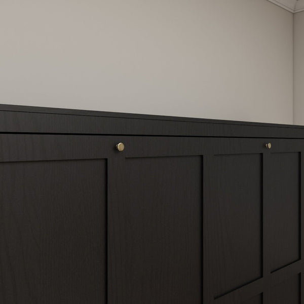 English Elm Queen Murphy Wall Bed Foldaway Cabinet System for Home Office or Guest Room Black W5290S00036