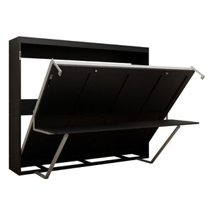English Elm Queen Murphy Wall Bed Foldaway Cabinet System for Home Office or Guest Room Black W5290S00036