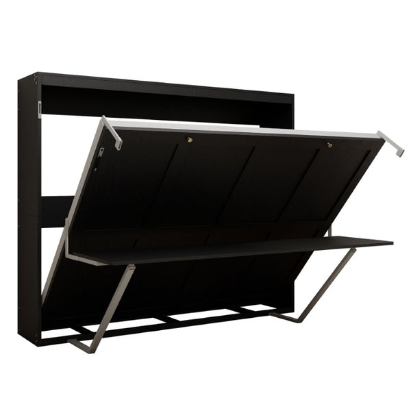 English Elm Queen Murphy Wall Bed Foldaway Cabinet System for Home Office or Guest Room Black W5290S00036