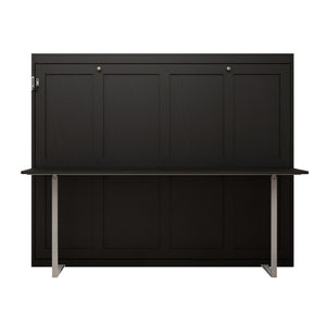 English Elm Queen Murphy Wall Bed Foldaway Cabinet System for Home Office or Guest Room Black W5290S00036