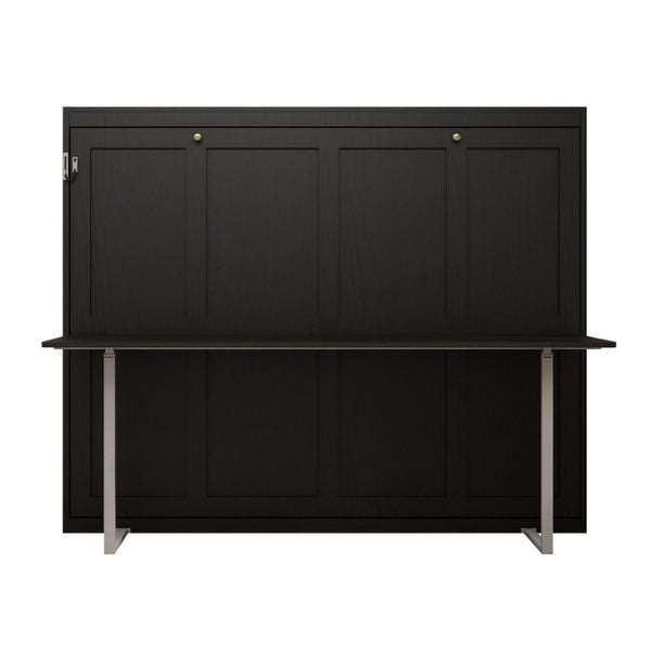 English Elm Queen Murphy Wall Bed Foldaway Cabinet System for Home Office or Guest Room Black W5290S00036