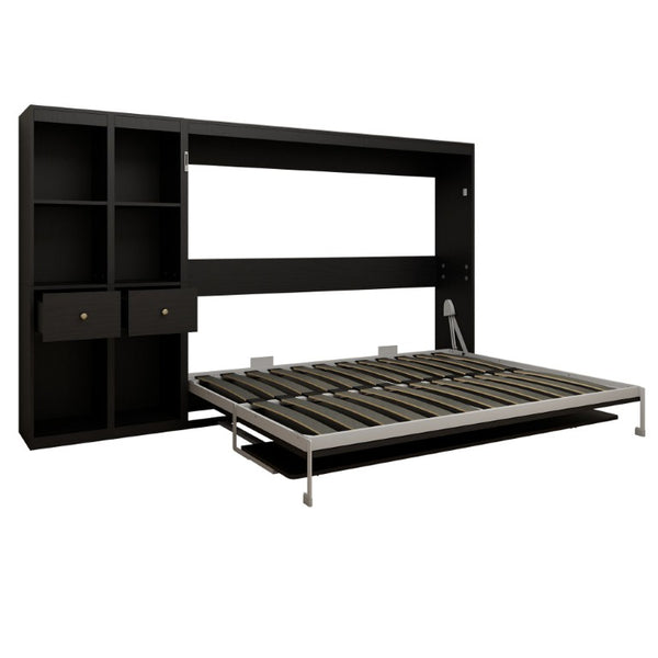 English Elm Queen Murphy Wall Bed with Fold Down Desk Hydraulic Legs Guest Home Office Cabinet W5290S00037