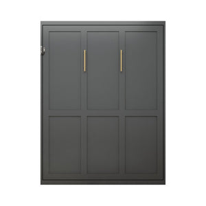 English Elm Queen Murphy Wall Bed Foldaway Cabinet System for Home Office or Guest Room Grey W5290S00038