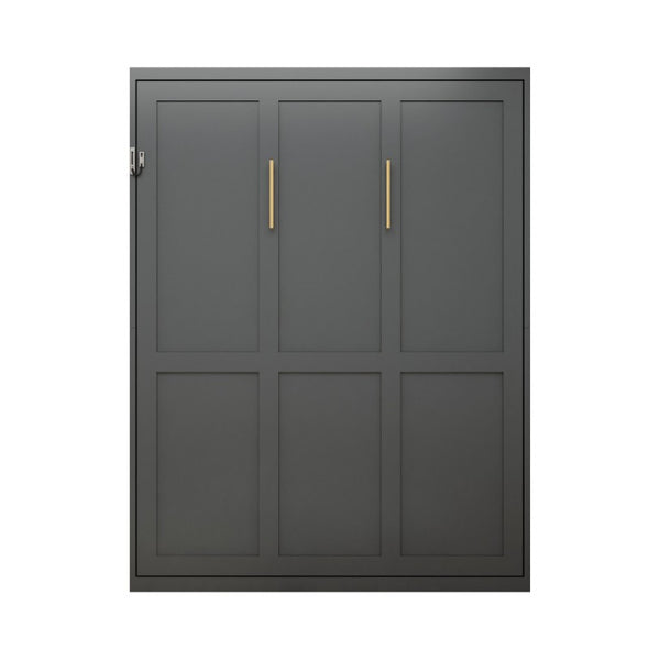 English Elm Queen Murphy Wall Bed Foldaway Cabinet System for Home Office or Guest Room Grey W5290S00038