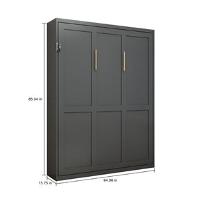English Elm Queen Murphy Wall Bed Foldaway Cabinet System for Home Office or Guest Room Grey W5290S00038