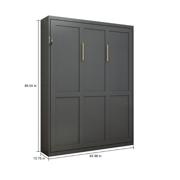 English Elm Queen Murphy Wall Bed Foldaway Cabinet System for Home Office or Guest Room Grey W5290S00038
