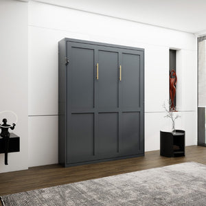 English Elm Queen Murphy Wall Bed Foldaway Cabinet System for Home Office or Guest Room Grey W5290S00038