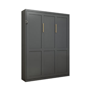 English Elm Queen Murphy Wall Bed Foldaway Cabinet System for Home Office or Guest Room Grey W5290S00038