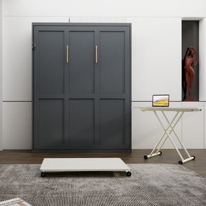 English Elm Space Saving Queen Murphy Bed with Mobile Height Adjustable Desk for Studio Living W5290S00042