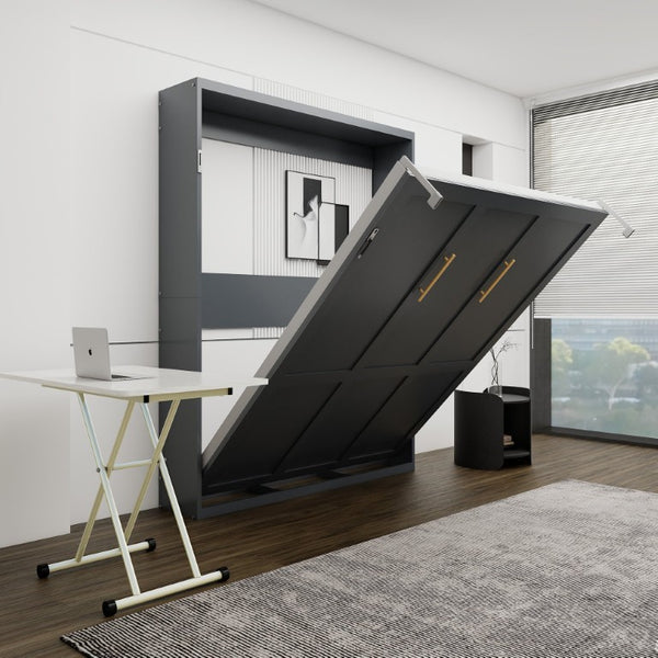 English Elm Space Saving Queen Murphy Bed with Mobile Height Adjustable Desk for Studio Living W5290S00042