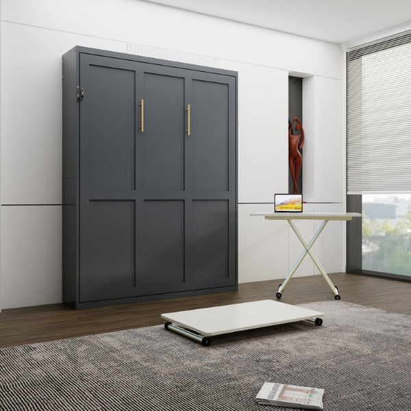 English Elm Space Saving Queen Murphy Bed with Mobile Height Adjustable Desk for Studio Living W5290S00042