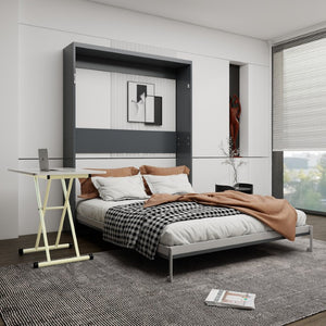 English Elm Space Saving Queen Murphy Bed with Mobile Height Adjustable Desk for Studio Living W5290S00042