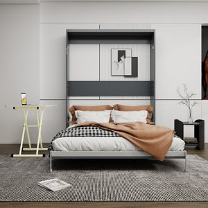 English Elm Space Saving Queen Murphy Bed with Mobile Height Adjustable Desk for Studio Living W5290S00042