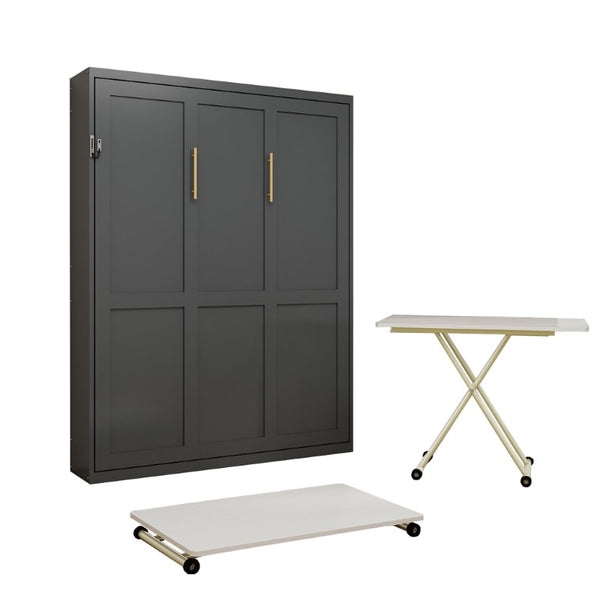 English Elm Space Saving Queen Murphy Bed with Mobile Height Adjustable Desk for Studio Living W5290S00042