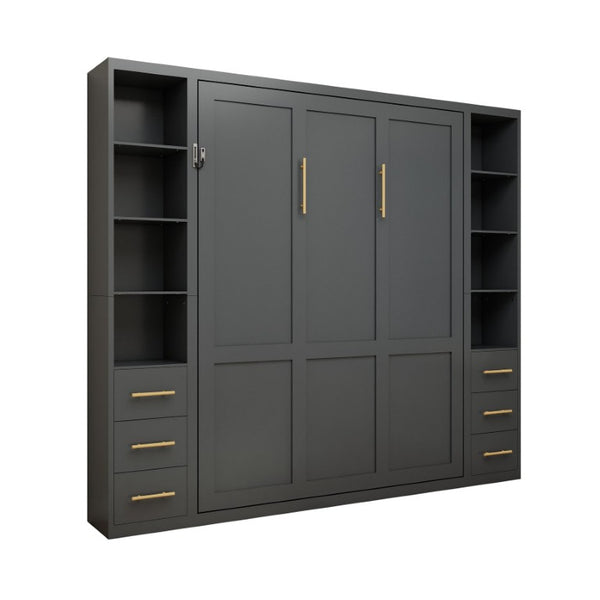 English Elm Space-Saving Queen Murphy Bed with Side Storage Cabinets for Studio or Guest Room W5290S00044