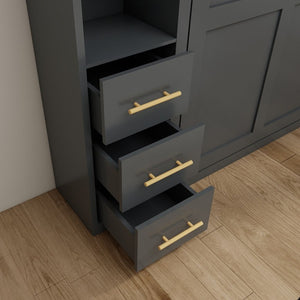 English Elm Space-Saving Queen Murphy Bed with Side Storage Cabinets for Studio or Guest Room W5290S00044