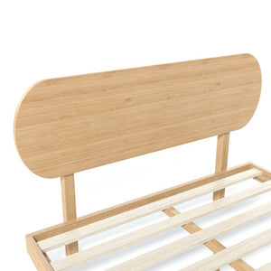 English Elm Queen Solid Bamboo Platform Bed Rounded Headboard Low Footboard Organic Modern Frame Natural W5305P423575