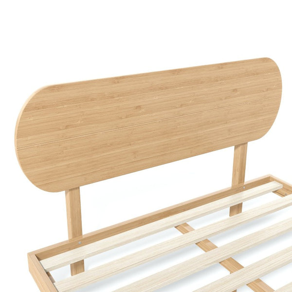 English Elm Queen Solid Bamboo Platform Bed Rounded Headboard Low Footboard Organic Modern Frame Natural W5305P423575