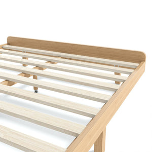 English Elm Queen Solid Bamboo Platform Bed Rounded Headboard Low Footboard Organic Modern Frame Natural W5305P423575