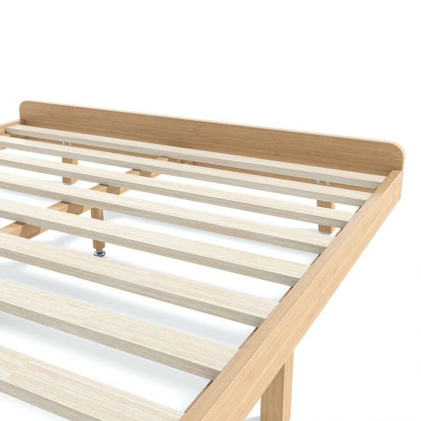 English Elm Queen Solid Bamboo Platform Bed Rounded Headboard Low Footboard Organic Modern Frame Natural W5305P423575