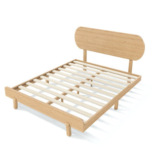English Elm Queen Solid Bamboo Platform Bed Rounded Headboard Low Footboard Organic Modern Frame Natural W5305P423575