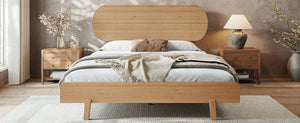 English Elm Queen Solid Bamboo Platform Bed Rounded Headboard Low Footboard Organic Modern Frame Natural W5305P423575