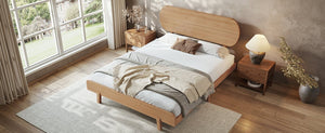 English Elm Queen Solid Bamboo Platform Bed Rounded Headboard Low Footboard Organic Modern Frame Natural W5305P423575