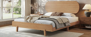 English Elm Queen Solid Bamboo Platform Bed Rounded Headboard Low Footboard Organic Modern Frame Natural W5305P423575
