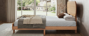 English Elm Queen Solid Bamboo Platform Bed Rounded Headboard Low Footboard Organic Modern Frame Natural W5305P423575