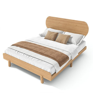 English Elm Queen Solid Bamboo Platform Bed Rounded Headboard Low Footboard Organic Modern Frame Natural W5305P423575