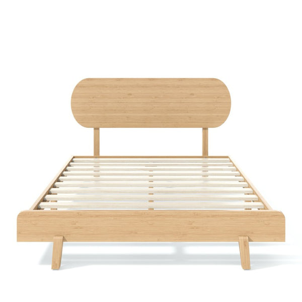 English Elm Queen Solid Bamboo Platform Bed Rounded Headboard Low Footboard Organic Modern Frame Natural W5305P423575
