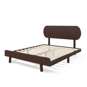 English Elm Queen Solid Bamboo Platform Bed Rounded Headboard Low Footboard Organic Modern Frame Espresso W5305P435929