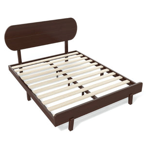 English Elm Queen Solid Bamboo Platform Bed Rounded Headboard Low Footboard Organic Modern Frame Espresso W5305P435929