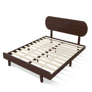 English Elm Queen Solid Bamboo Platform Bed Rounded Headboard Low Footboard Organic Modern Frame Espresso W5305P435929