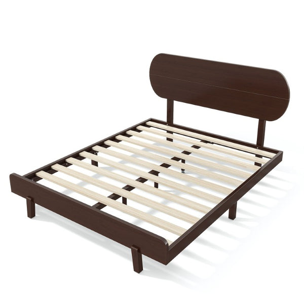 English Elm Queen Solid Bamboo Platform Bed Rounded Headboard Low Footboard Organic Modern Frame Espresso W5305P435929