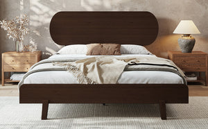 English Elm Queen Solid Bamboo Platform Bed Rounded Headboard Low Footboard Organic Modern Frame Espresso W5305P435929