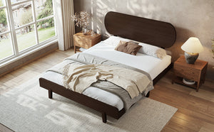 English Elm Queen Solid Bamboo Platform Bed Rounded Headboard Low Footboard Organic Modern Frame Espresso W5305P435929