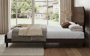 English Elm Queen Solid Bamboo Platform Bed Rounded Headboard Low Footboard Organic Modern Frame Espresso W5305P435929
