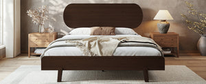 English Elm Queen Solid Bamboo Platform Bed Rounded Headboard Low Footboard Organic Modern Frame Espresso W5305P435929