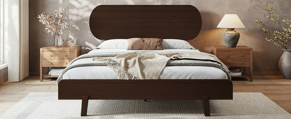 English Elm Queen Solid Bamboo Platform Bed Rounded Headboard Low Footboard Organic Modern Frame Espresso W5305P435929