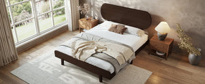 English Elm Queen Solid Bamboo Platform Bed Rounded Headboard Low Footboard Organic Modern Frame Espresso W5305P435929