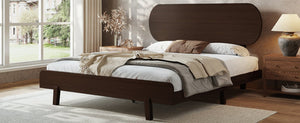 English Elm Queen Solid Bamboo Platform Bed Rounded Headboard Low Footboard Organic Modern Frame Espresso W5305P435929