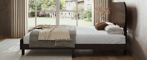 English Elm Queen Solid Bamboo Platform Bed Rounded Headboard Low Footboard Organic Modern Frame Espresso W5305P435929