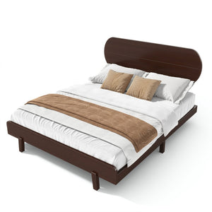 English Elm Queen Solid Bamboo Platform Bed Rounded Headboard Low Footboard Organic Modern Frame Espresso W5305P435929