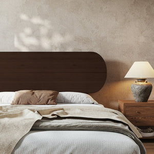 English Elm Queen Solid Bamboo Platform Bed Rounded Headboard Low Footboard Organic Modern Frame Espresso W5305P435929
