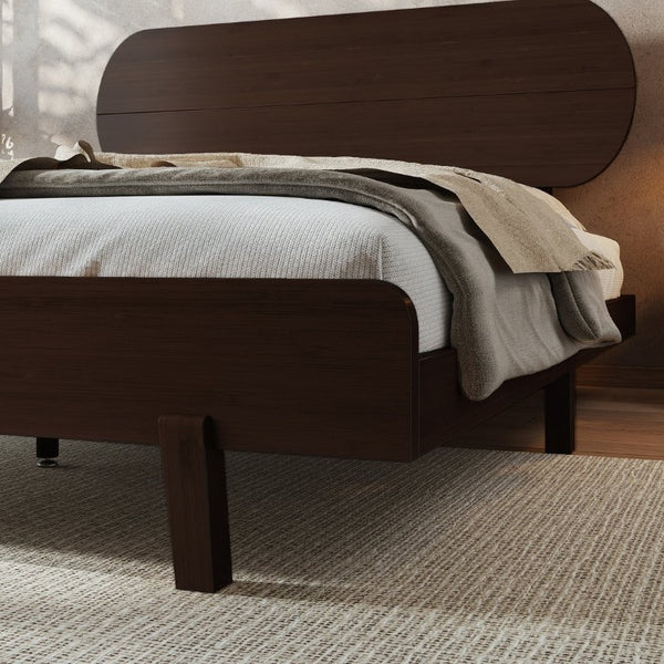 English Elm Queen Solid Bamboo Platform Bed Rounded Headboard Low Footboard Organic Modern Frame Espresso W5305P435929