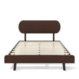 English Elm Queen Solid Bamboo Platform Bed Rounded Headboard Low Footboard Organic Modern Frame Espresso W5305P435929